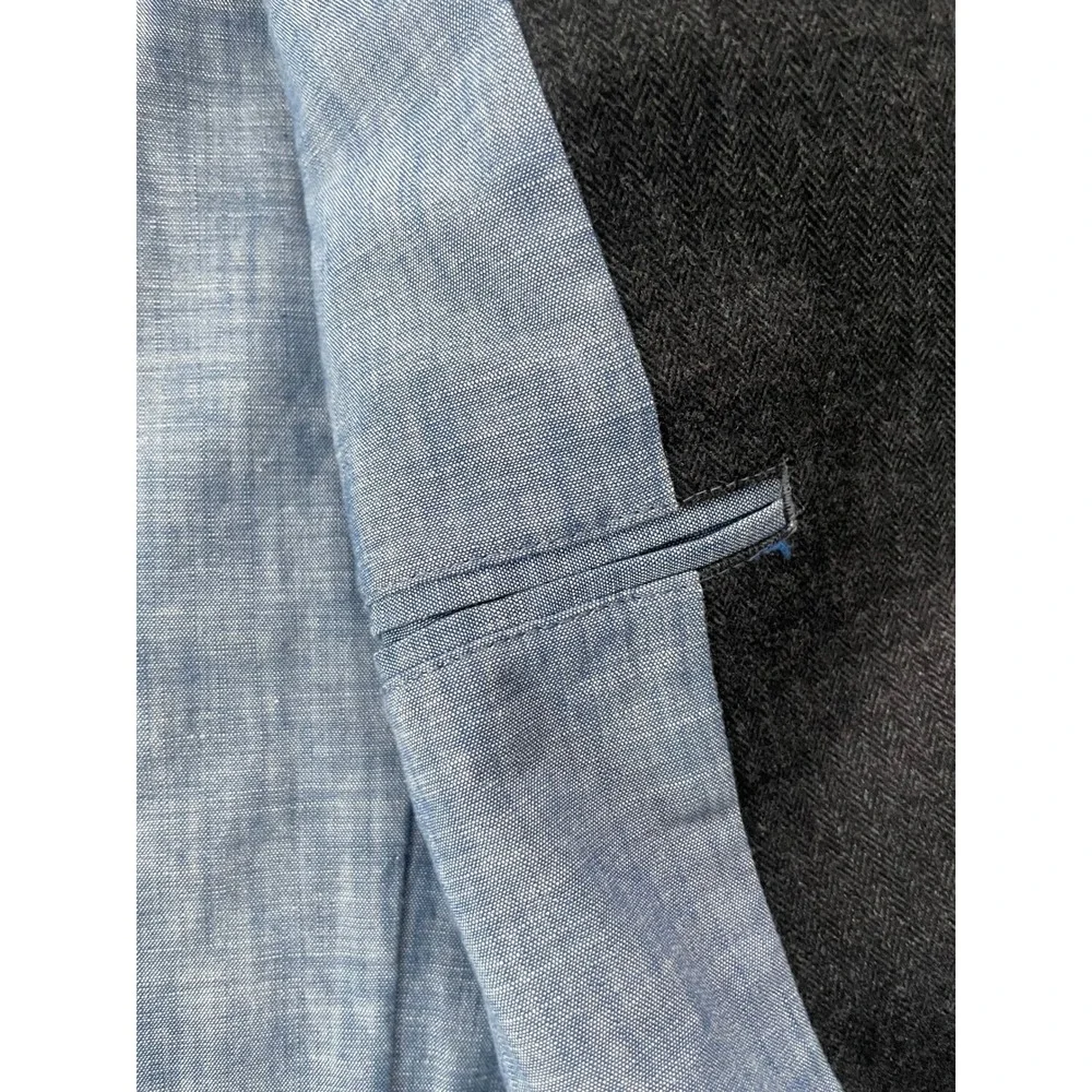 Gap Mens Extra Small‎ Blazer Charcoal Tonal Herringbone Cotton Blend Jacket